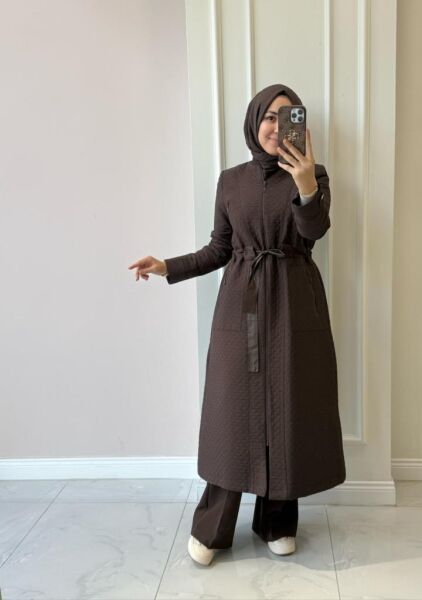 Kadın 36298 Kuşaklı Kapitone Kap