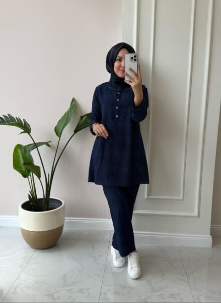 Kadın 2517025 Denim Baskılı Pantalonlu Takım