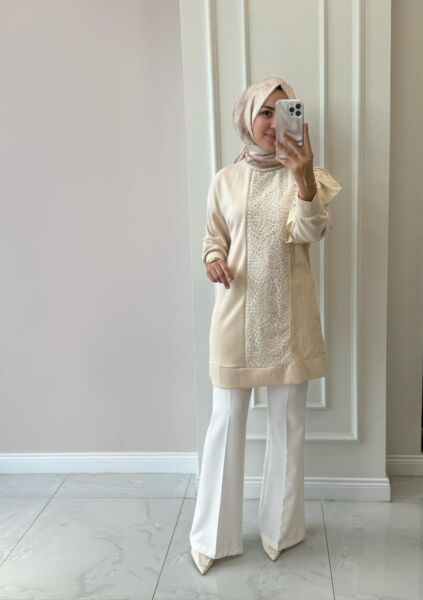 Kadın 10628 Nakışlı Modal Tunik