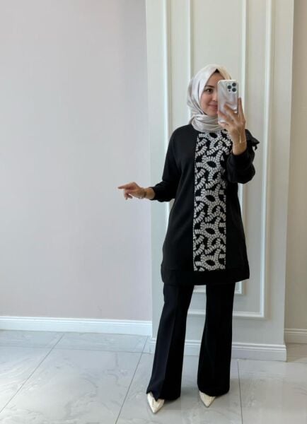 Kadın 10628 Nakışlı Modal Tunik