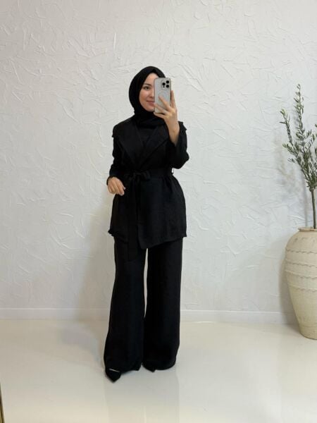 Kadın Jupe 8494 Pullu Ceket Yakalı Pantolon Takım